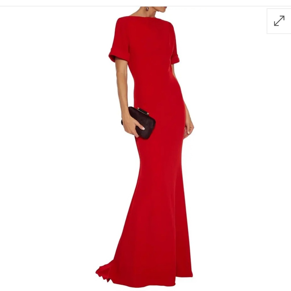 Badgley Mischka Red Fluted Maxi Dress